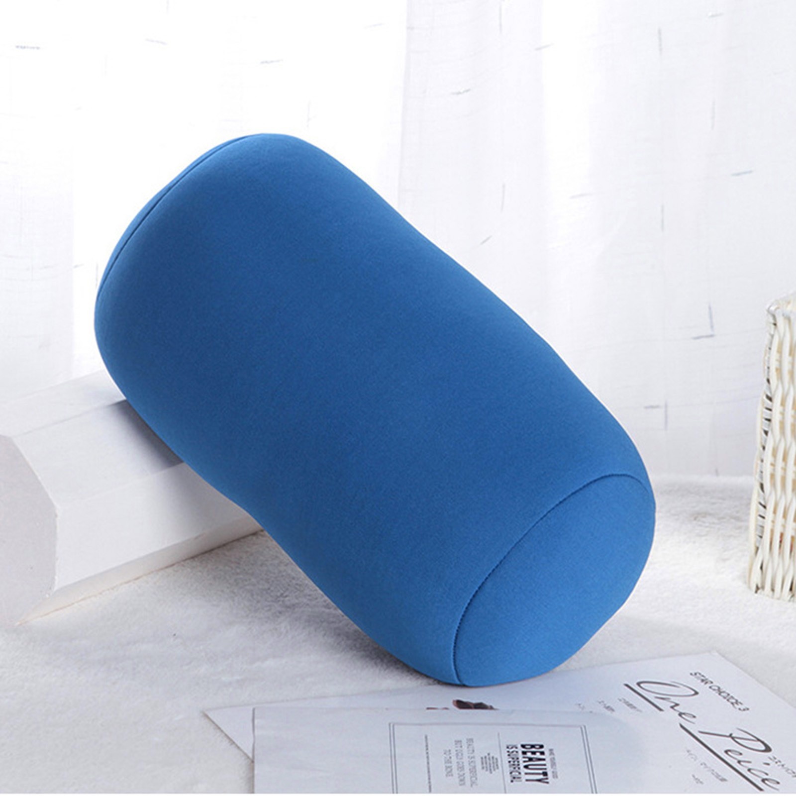 Almohada cilíndrica de micromicrocuentas, cojín para la espalda, rollo de almohada para la cabeza, almohada de viaje conveniente, decoración de la cama, 30cm x 16cm