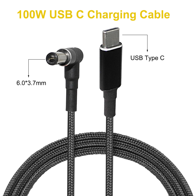 USB C to Laptop Charging Cable Adapter Male Type C to 6.0x3.7mm Converter 100W PD Fast Charging for AsusTUF Gaming Power Cable