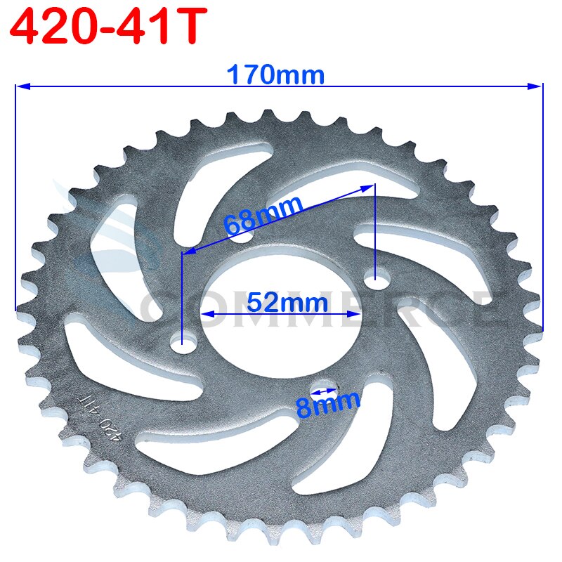 420/428 Chains 31T/37T/41T/48T 52mm Sprockets Rear Back Sprocket Cog fit for motorcycle ATV quad Dirt Pit Bike moped Accessories: 420-41T