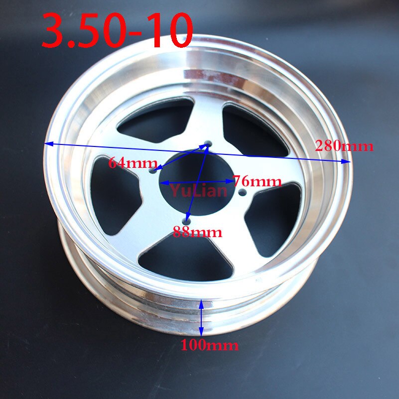 3.50-10 wheel hub Electric tricycle scooter aluminum wheel hub closed car four wheeled vehicle, 10inch vacuum aluminum wheel