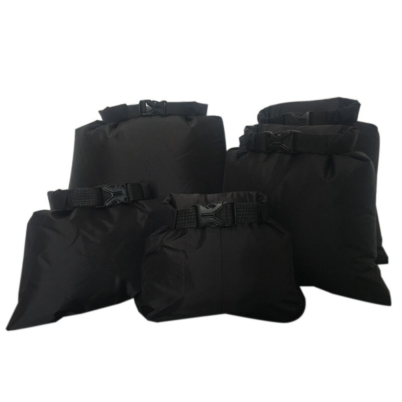 Lot de 5 sacs étanches en tissu silicone enduit de 1.5l/2.5l/3.5l/4.5l/6l couches pour rafting, canoë, bateau: Noir