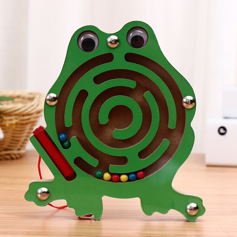 Magnetische Pen Labyrint Ball Game Houten Kinderen Magnetische Pen Kraal Walking Puzzel Speelgoed 2-7 Jaar Oud