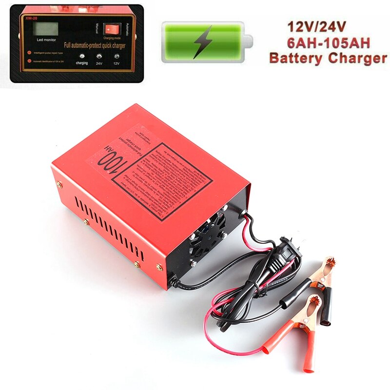 12V/24V Car Battery Charger Volt Pure Copper Pulse Repair Smart Car Battery US Plug