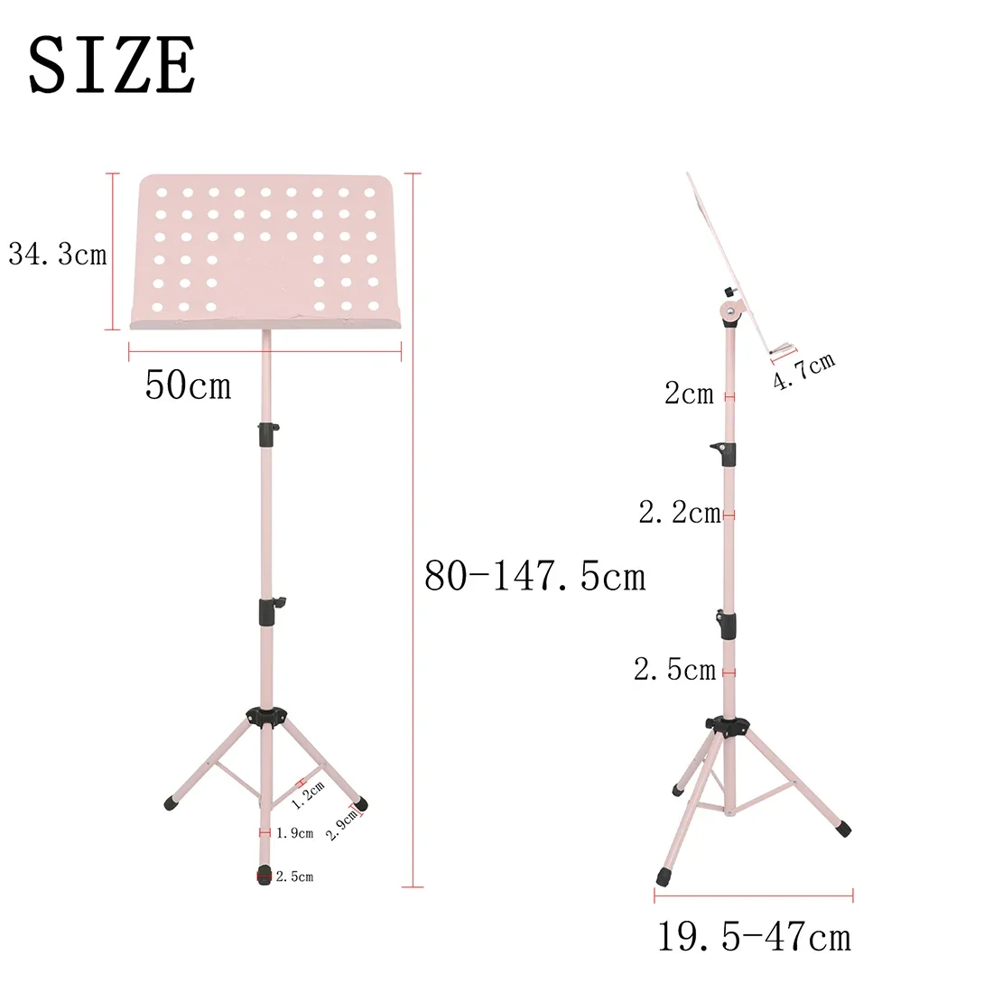 Notenständer, zusammenklappbar, Notenständer, Stativhalter, Aluminiumlegierung, faltbarer Notenständer für Gitarre, Violine, Klavier: Rosa