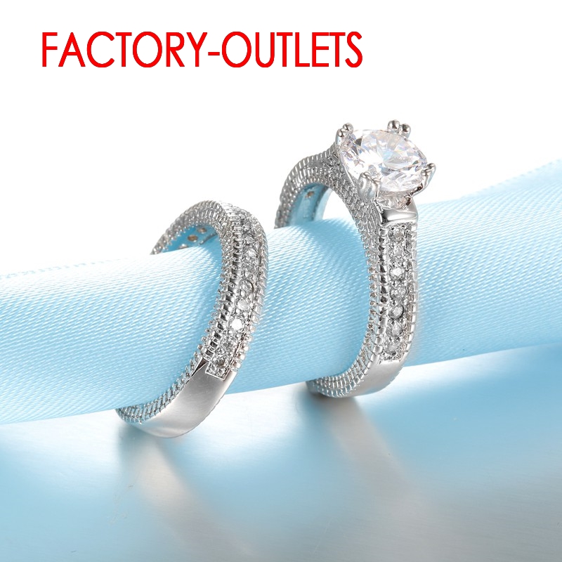 925 sterling zilveren naald trouwring unisex romantische mode-sieraden zirkonia griffenzetting
