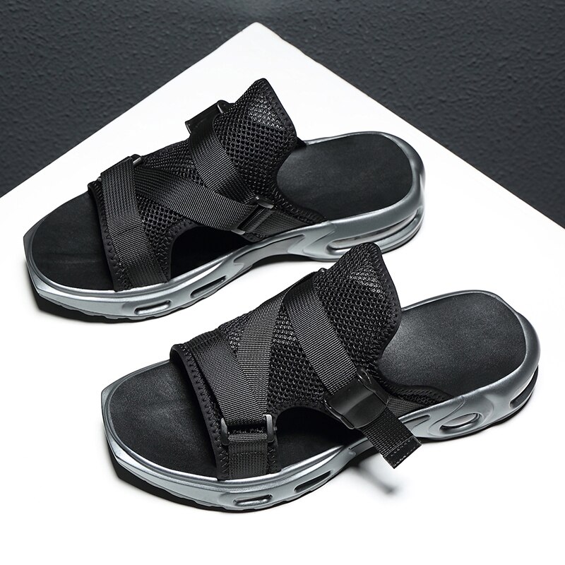 Fznyl kesä miesten sandaalit ulkona varvastossut rantatossut ilmatyyny vaimennusverkko hengittävä sisä koti vapaa-ajan kengät uros