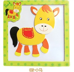 Holzspielzeug 3D Magnetische Puzzle Holz Baby Spielzeug Tiger/Bär Frosch Cartoon Tiere Kühlschrank Magnet Pädagogisches: Horse