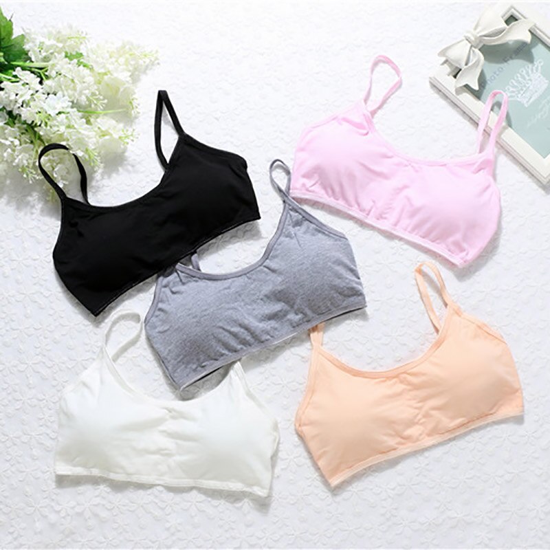 Lingerie Women Cotton All-match Top For Teenage Girl Anti-light Fit 8-15 years Girl Wire Free Breathable One-Piece Small Bra