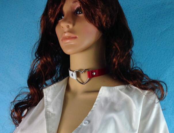 1PC Multi-Color Harajuku Punk Lady Gothic Leather Choker Heart Chain Spike Rivet Buckle Collar Necklace