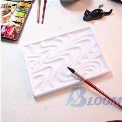 Imitation céramique ondulé vague palette boîte aquarelle peinture chinoise vague d'eau couleur disque palette: Rectangular palette