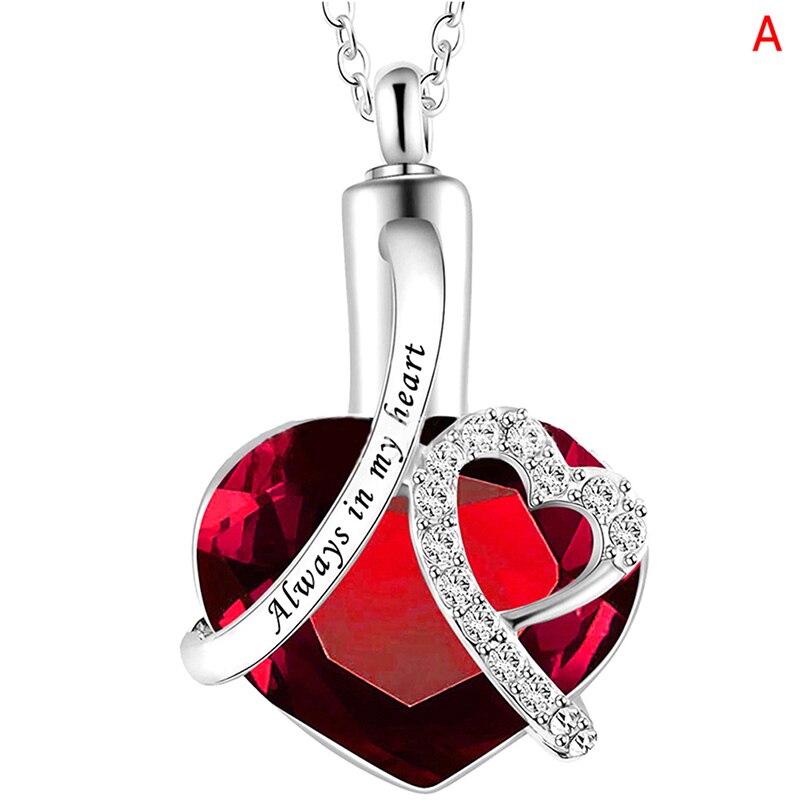 Always in my heart Locket screw Heart cremation memorial ashes urn birthstone necklace jewelry keepsake pendant: A