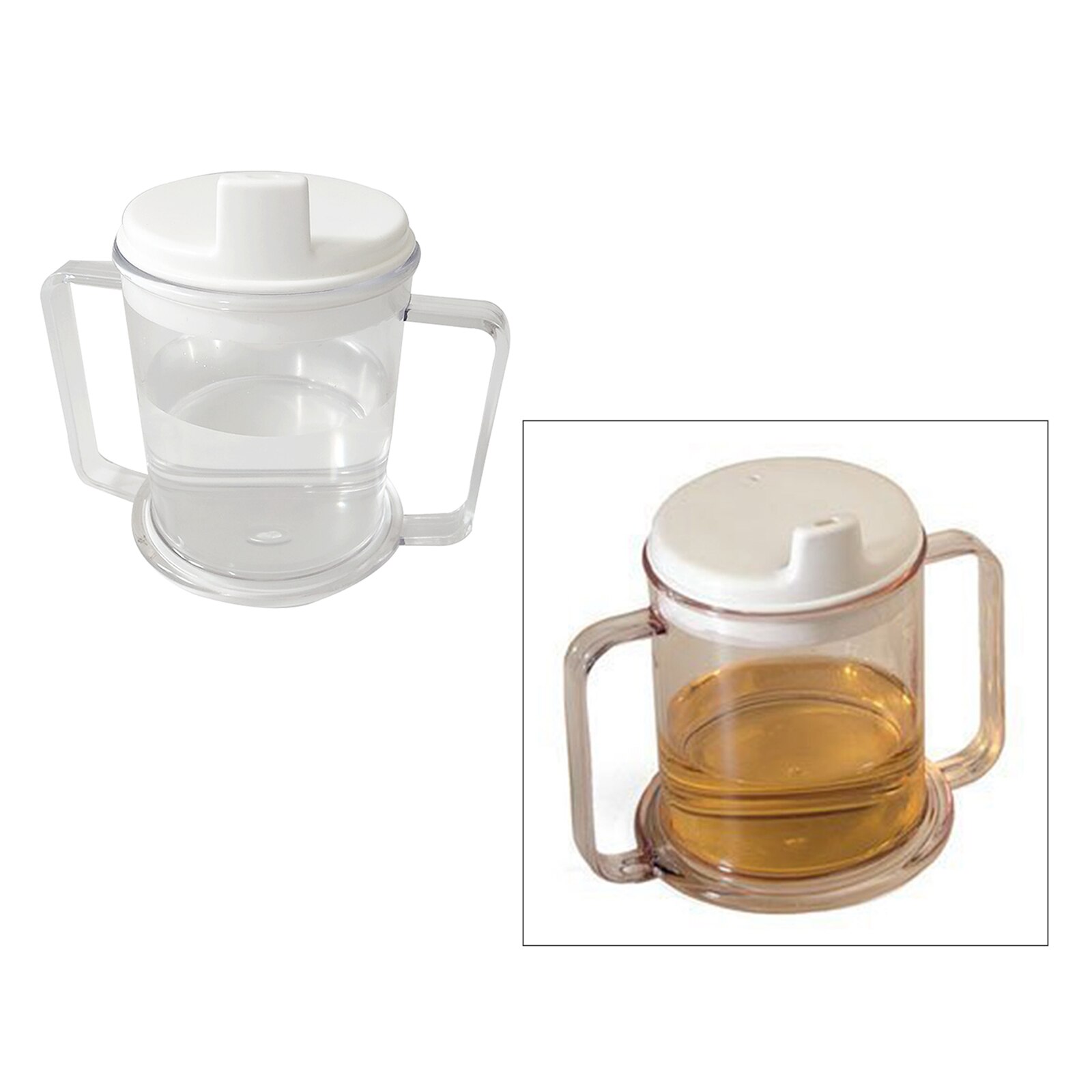 Wide Base Two Handled Mug with Lid, 10oz Sippy Cup Mug, Independent Drinking Aid Cup