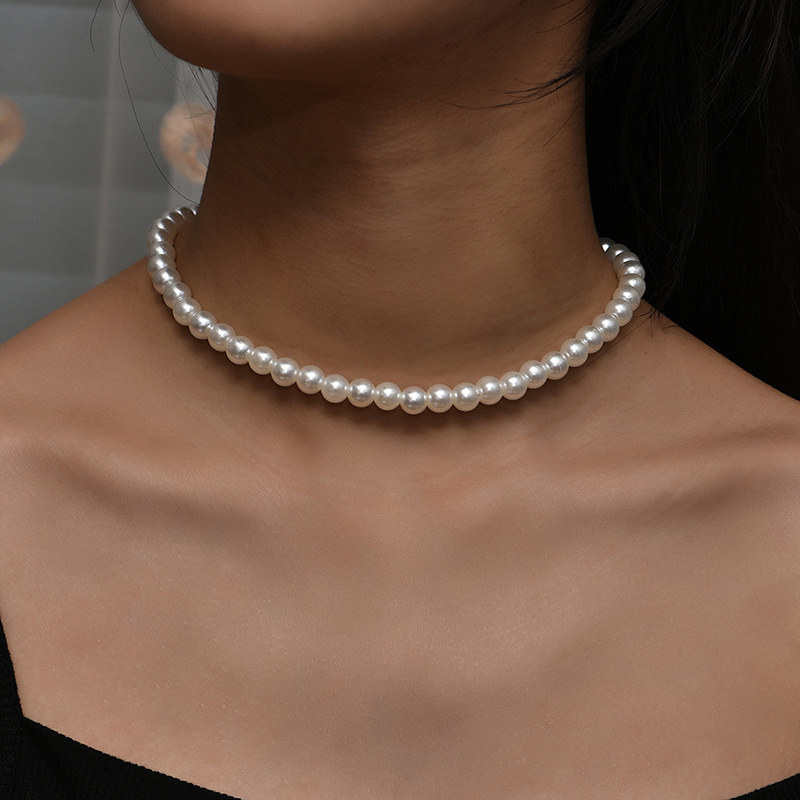 Moda sztuczna Pearl Choker naszyjnik kobiety Handmade Classic Strand korale naszyjnik dla damska biżuteria na prezent