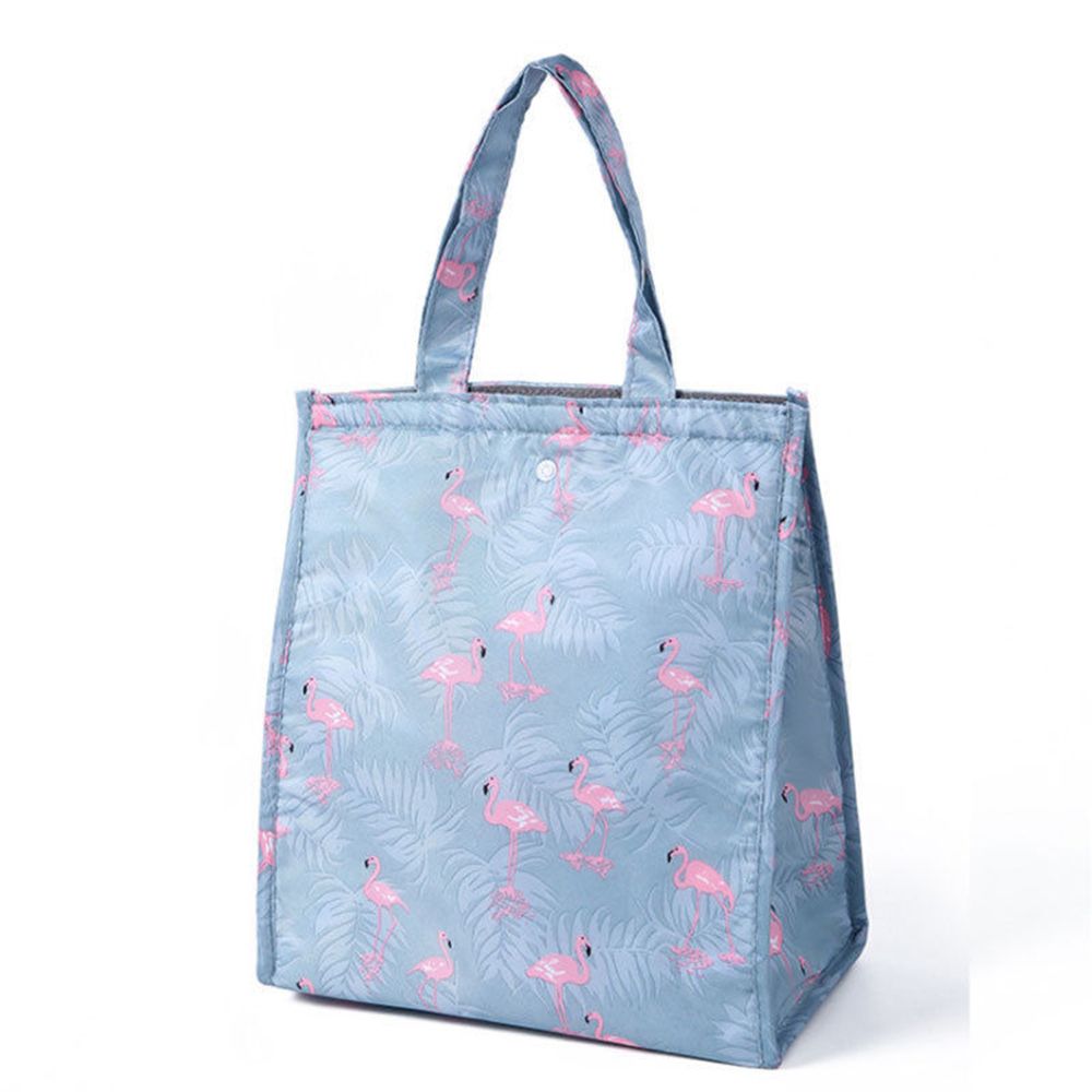 Animal Flamingo Lunch Bags Women Portable Functional Canvas Stripe Insulated Thermal Food Picnic Kids Cooler Lunch Box Bag Tote