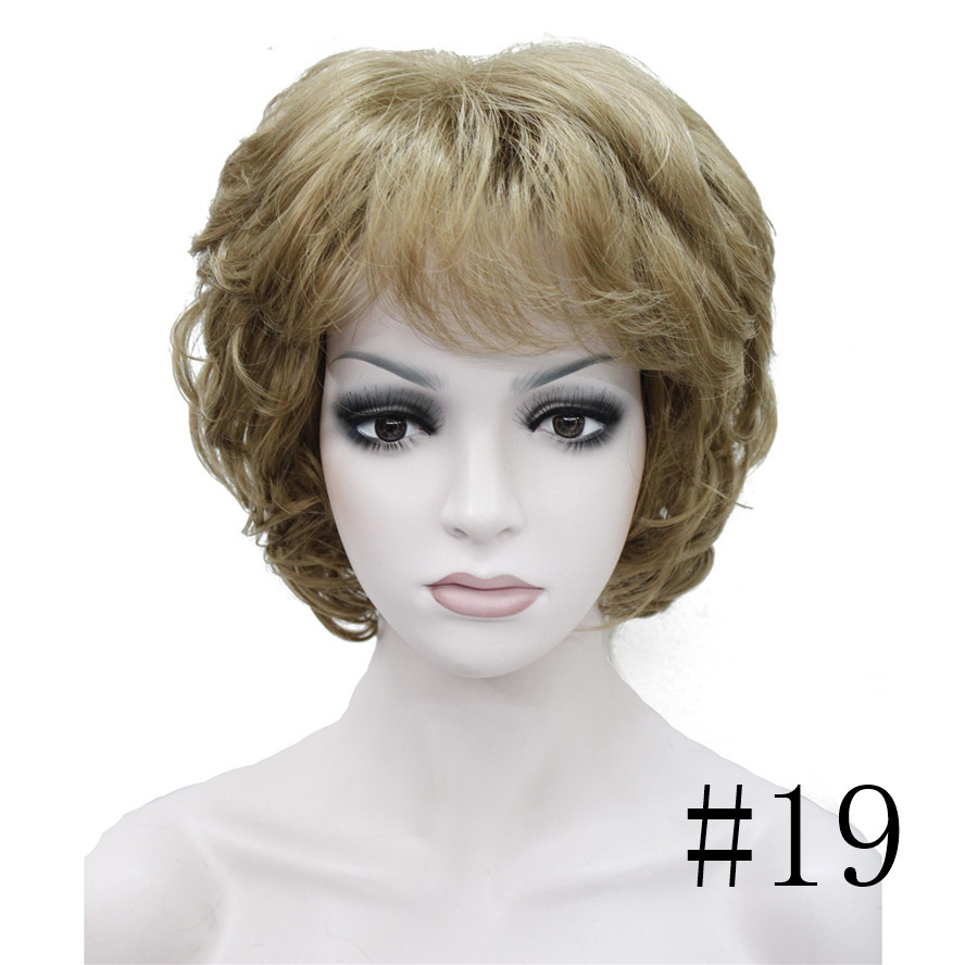 Strongbeauty damperuker svart/brun naturligt kort lockigt hår syntetisk hel peruk 18 färg: #19