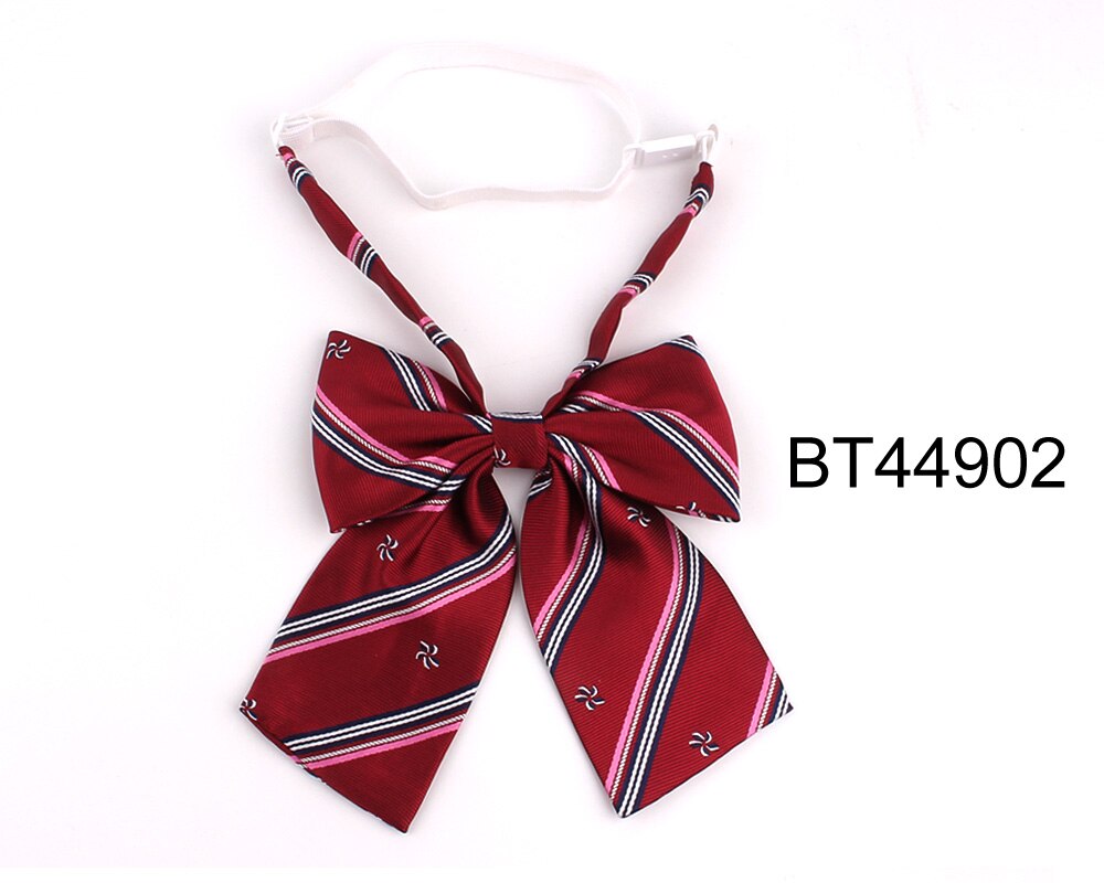 Pajarita grande de gran tamaño para mujer, cuello de uniforme, nudo de lazo de mariposa para mujer, corbatas de lazo a rayas para adultos, corbatas para niñas: Negro