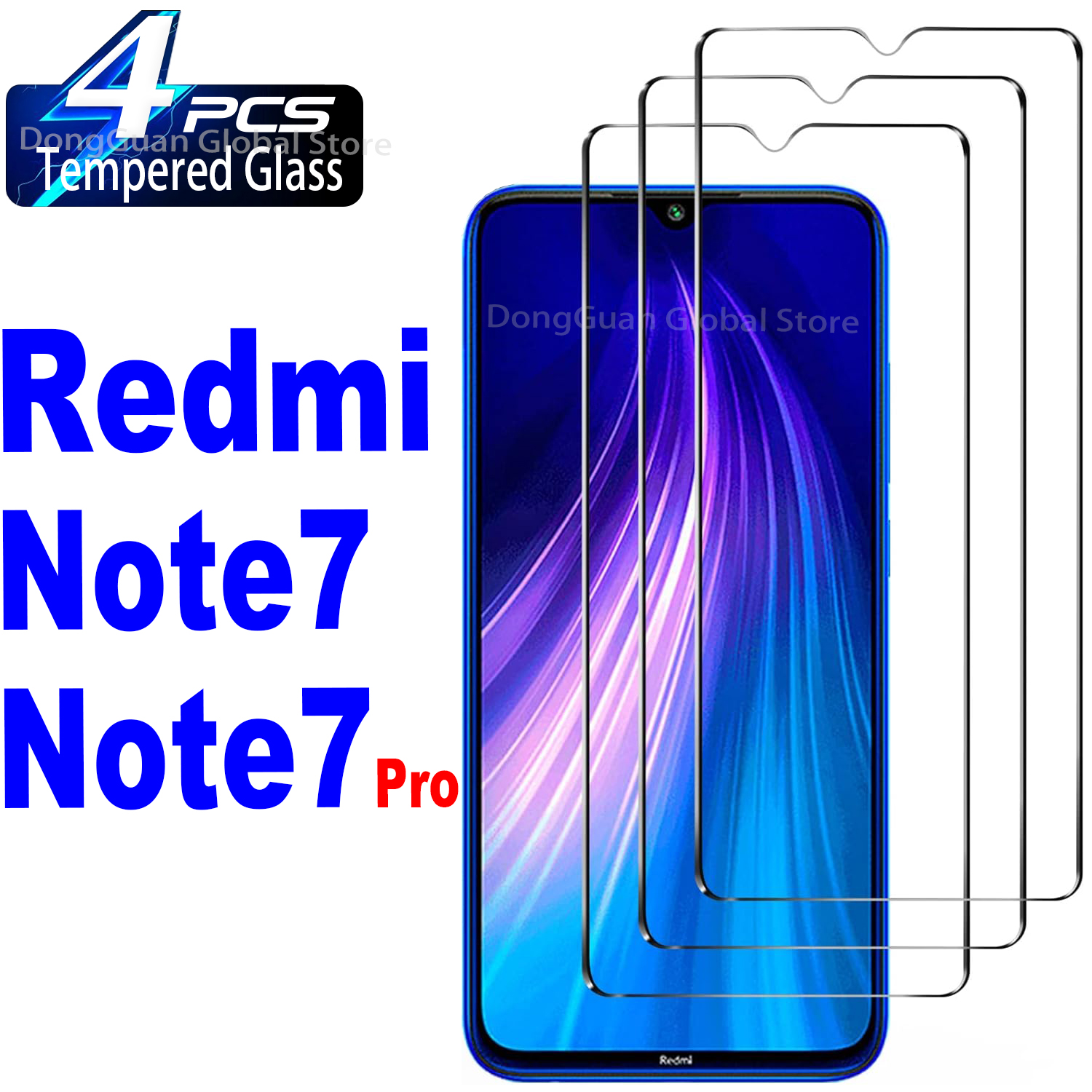 2/4Pcs Tempered Glass For Xiaomi Redmi Note 7 Pro Screen Protector Glass Film