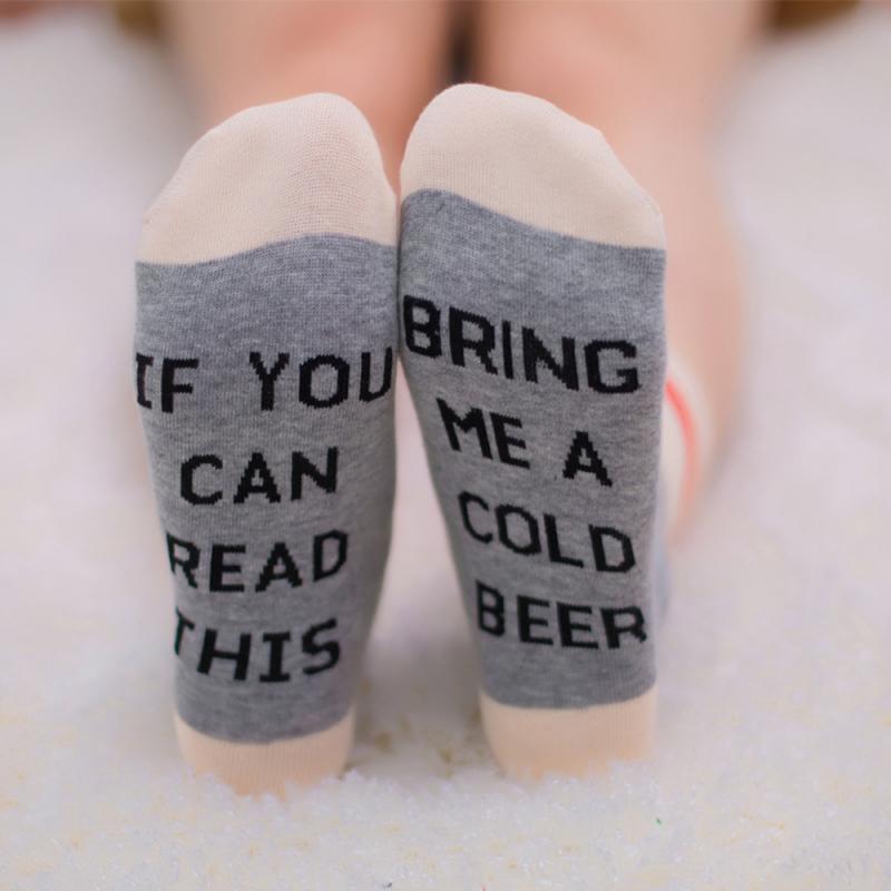 Funny If You Can Read This Bring Me Beer Coffee Women Men Cotton Ankle Socks Cotton Casual Unisex Lovers Socks: 01