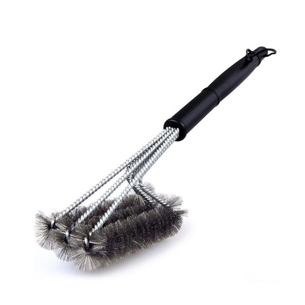Grillbørste bbq cleaner 18in rustfrit stål grill tredobbelt scrubber rensebørste til kulgrill