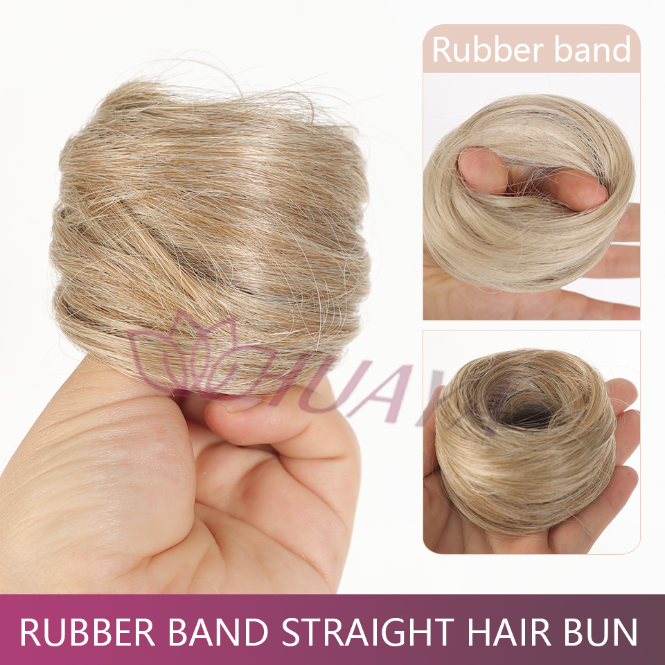 Moño desordenado, extensión de moño recto, Mini banda de goma, moño para el pelo, peluca de Donut sintética, accesorio, moño Updo