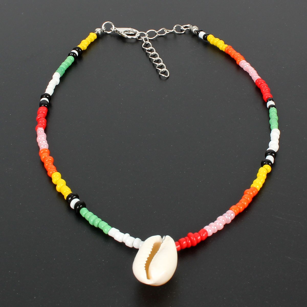 European and American retro simple Bohemian style sea star shell necklace with color rice Necklace factory: Color shell