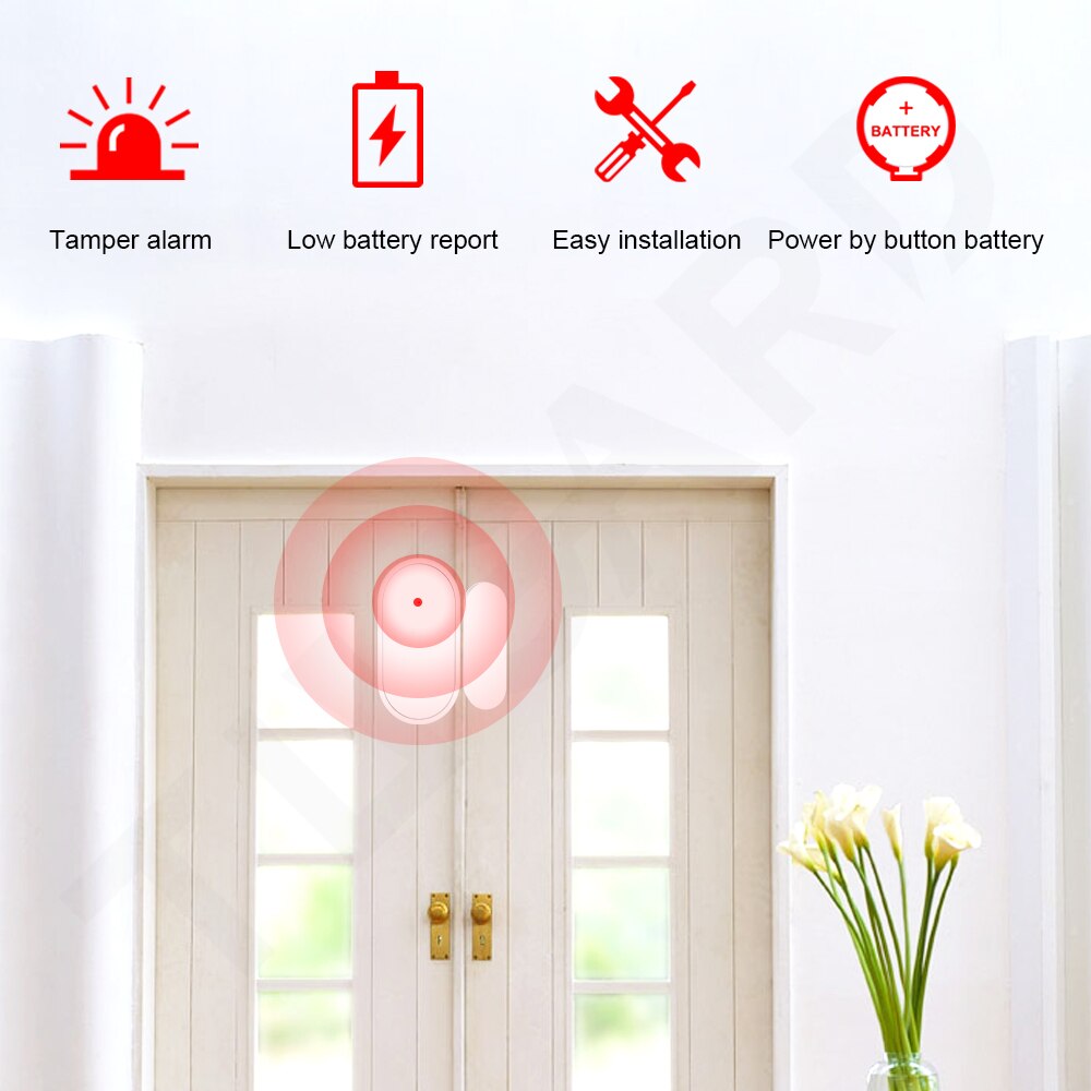 TUGARD-Sensor inalámbrico D30 para ventana y puerta, sistema de alarma de seguridad para el hogar, Control remoto por aplicación, 433mhz