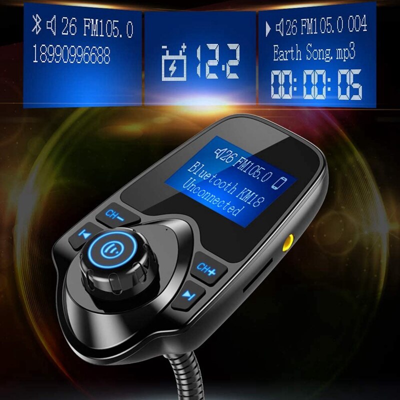 Adaptador inalámbrico Bluetooth para coche, transmisor FM, reproductor de música MP3, Kit de coche, Cargador USB con llamadas de manos libres