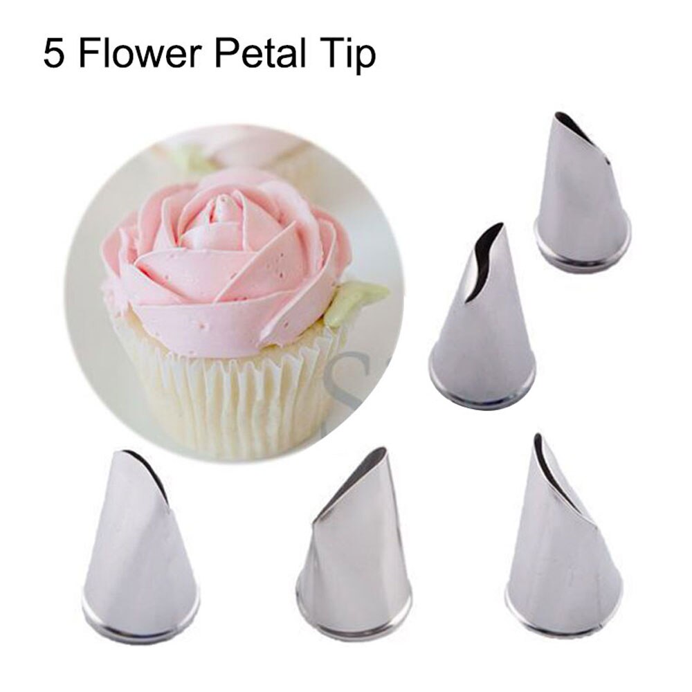 5 stks/set Icing Piping Nozzles Bloemen Rose Petal Cake Decorating Tips Russische Bakken Rvs Icing Piping Nozzles Tool