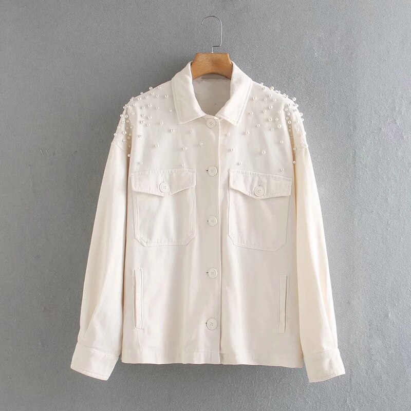 Women S Tops With Pearls 2026.Withered ins blogger high street retro pearls over... - Grandado