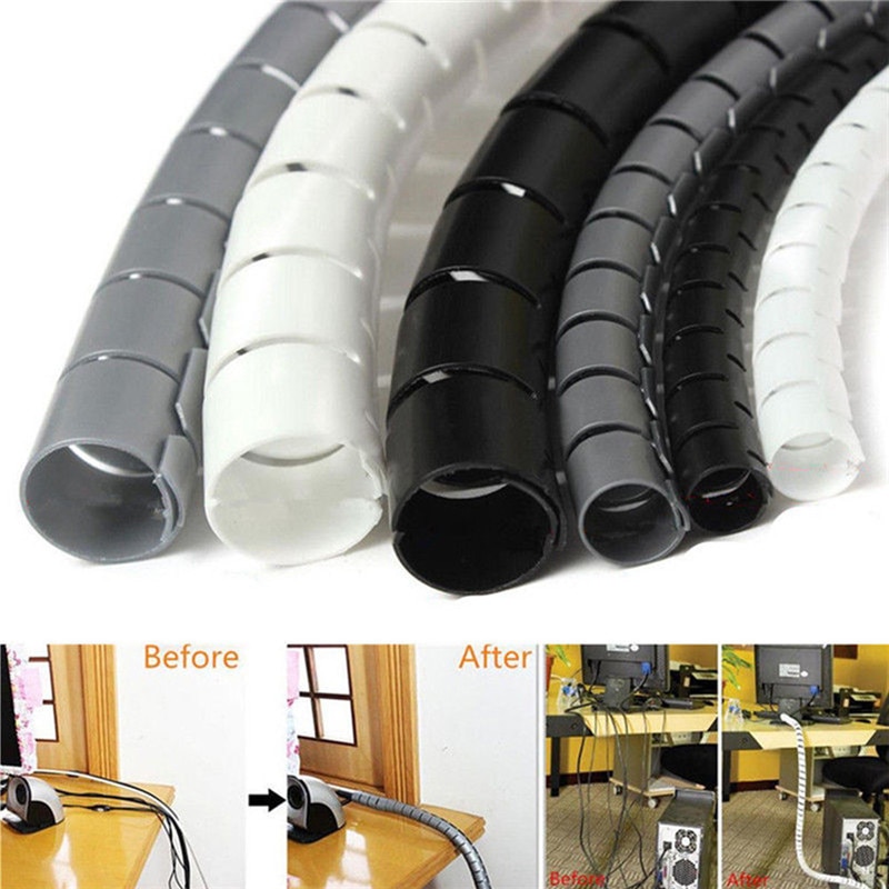 Organisateur de bandes de câbles PC TV | Enroulement spirale, ranger le fil, câble de ligne, clips fixateur attaches de porte 1m 10mm