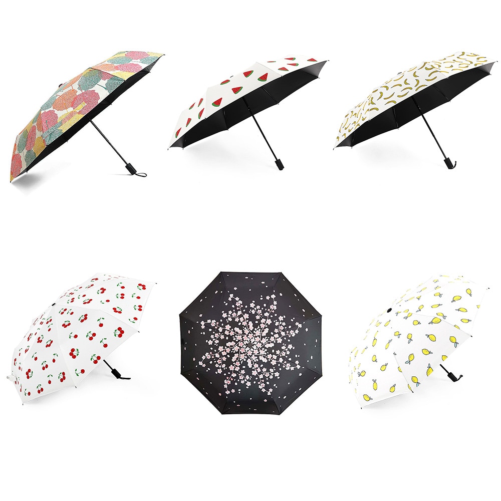 Farverige mini bærbare folde paraply kvindelige regn paraplyer kvinder vindtæt anti-uv sol parasol 6 farve