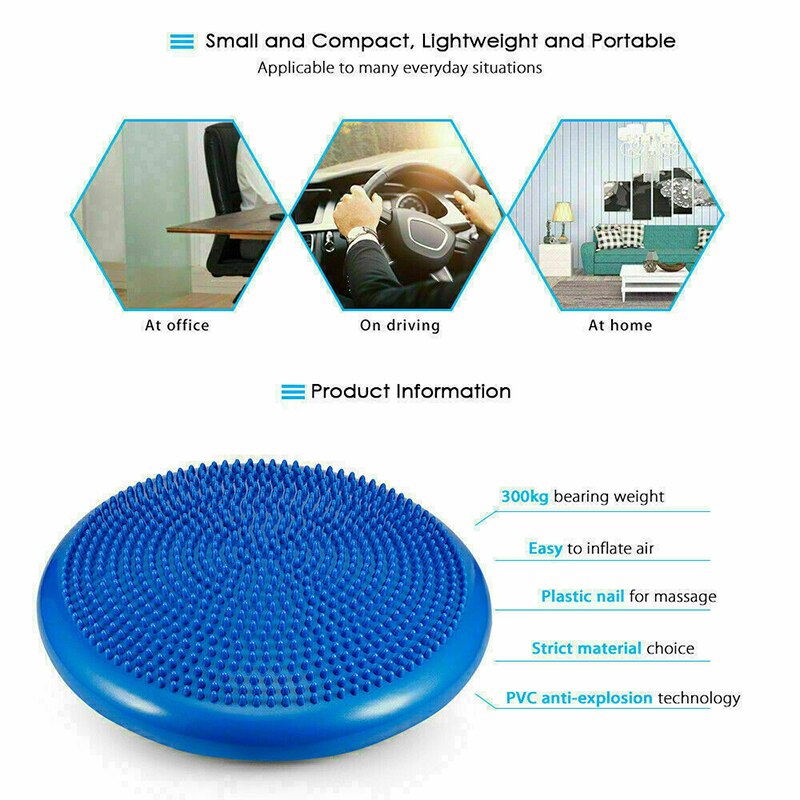 Inflatable Pvc Balance Cushion Balance Plate Thickened Explosion-proof Yoga Balance Ball Trainer 850g Yoga Massage Mat