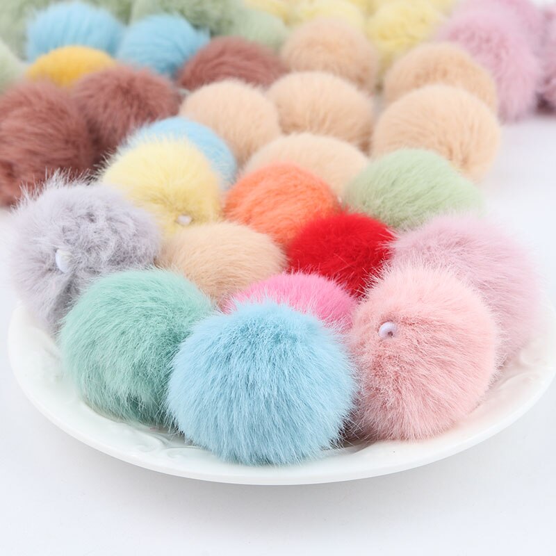35mm/10 Uds. Bolas de piel de conejo pompón Artificial Multi color pompón DIY pompones manualidades para bolas de pelo Furball suministros de costura: ramdom mix
