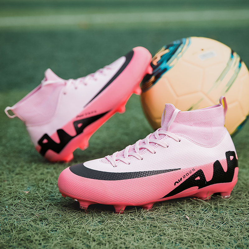 2025, neue Herren- und Damen-Fußballschuhe, Schüler gebrochen Nagel lang Nagel Kunstrasen-Wettkampf- und Trainingssportschuhe: Rosa / 39