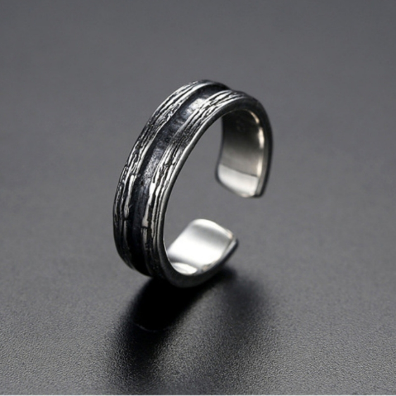 Nuovo arrivo anello in argento 925 formato aperto retrò gioielli da uomo personalità multi linee design maschile accessori per dita indice