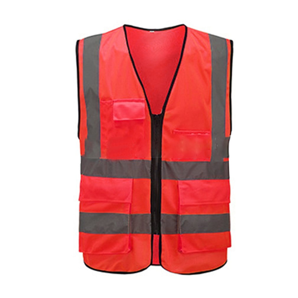 Multi-tasche reflektierende weste Radfahren verkehrs weste Neutral Sleeveless Hygiene arbeiten reflektierende kleidung: Red