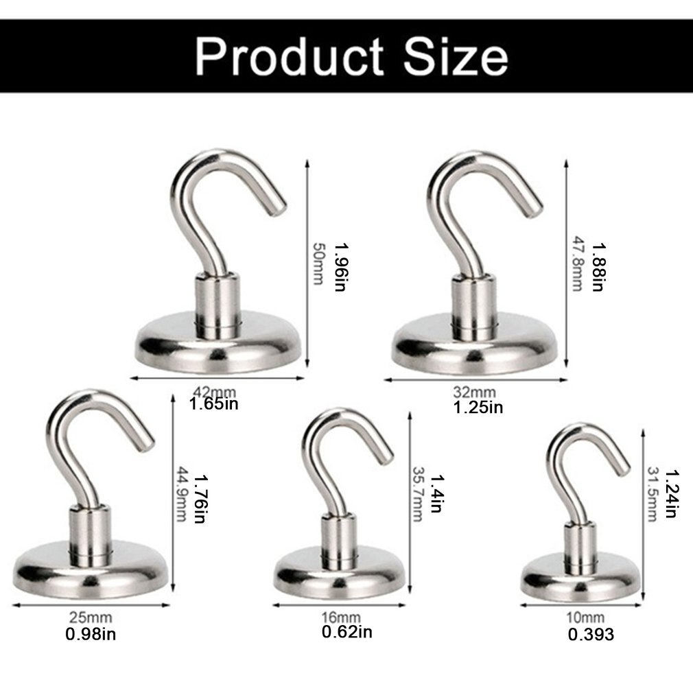 Magnetic Hooks Powerful Magnetic Hook Holder Wall Suction Hook Bracket Hardware Magnetic Tool Silver