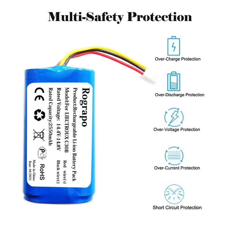 New 14,4 v 2800 li-ion battery parts kit, side brush for liectroux  c30b e30 robot vacuum cleaners