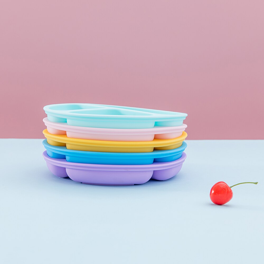 Silikone baby rund middagstallerken børneservice madtallerken foderskål splintfri tallerken