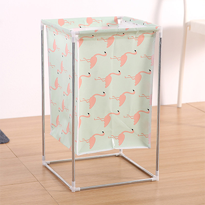 Non-woven Laundry Basket Wrought Iron Frame Assembled Waterproof Hamper Household Dirty Clothes Storage Bucket Multi-purpose Ham: Pink