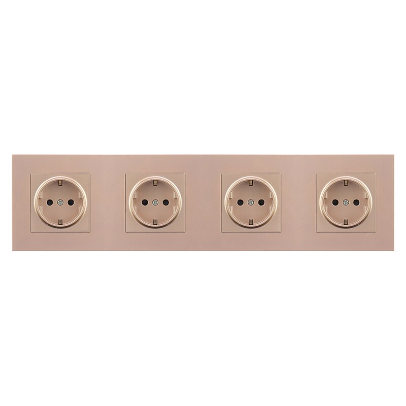 Atlectric 1 2 3 4 Gang ON/OFF EU FR Power Socket Button Power Switch 86 Type Dual Triple Quadruple Socket PC Panel With USB Port: Quadruple EU socket