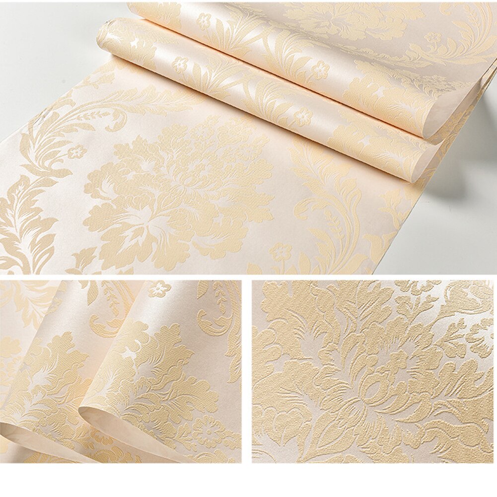 3D Reliëf Damast Behang Voor Thuis Luxe Classic Bloemen Behang Woonkamer Slaapkamer Tv Achtergrond Decor Beige Rood Bruin: B