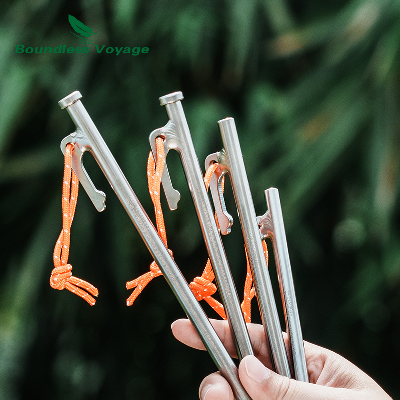 Boundless Voyage Tytanu śledzie do namiotu Camping namiot Nails stawki Heavy Duty kołki ziemne akcesoria do namiotów do twardych ziemia 4/6 sztuk