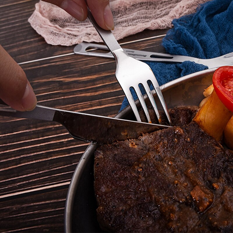 Bezgraniczna podróż tytanowa zastawa stołowa podróże sztućce nóż tytanowy widelec łyżka pałeczki słomiane Outdoor Camping sztućce piknikowe