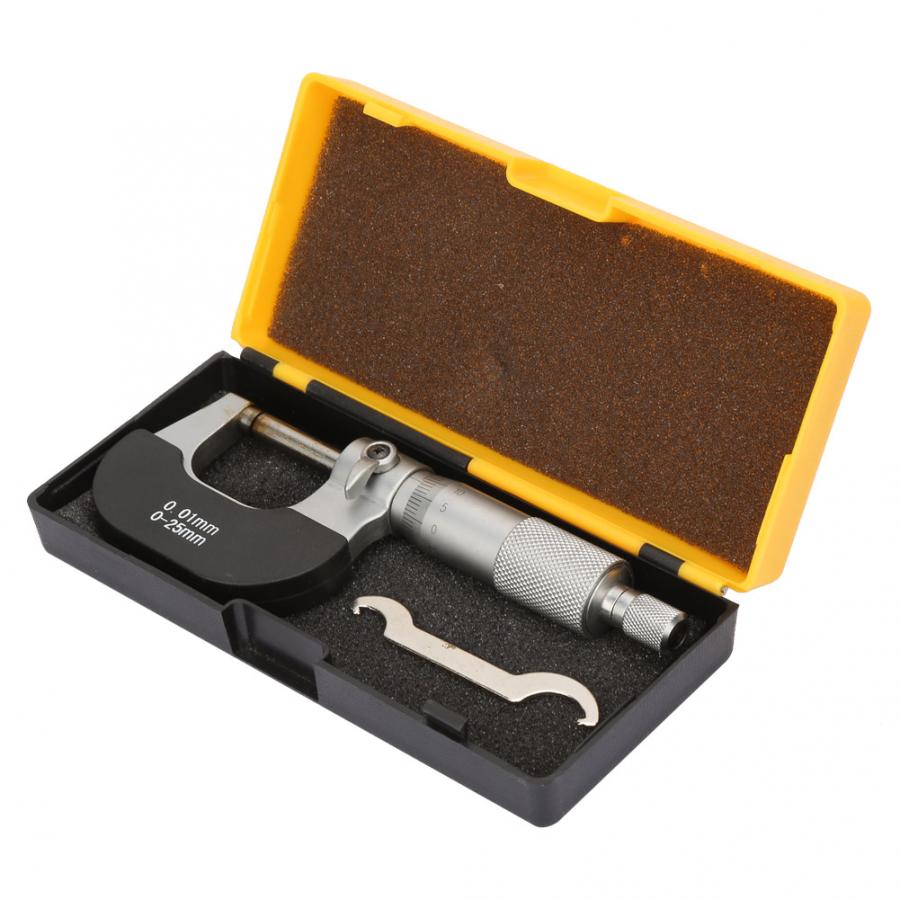 Thickness Indicator Bearing Steel Measure Tool 0-25mm Outside Micrometer 0.01mm Thickness Gauge