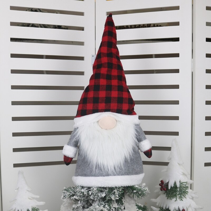 Juletræ topper plaid hat svensk tomte gnome santa ornament hjem