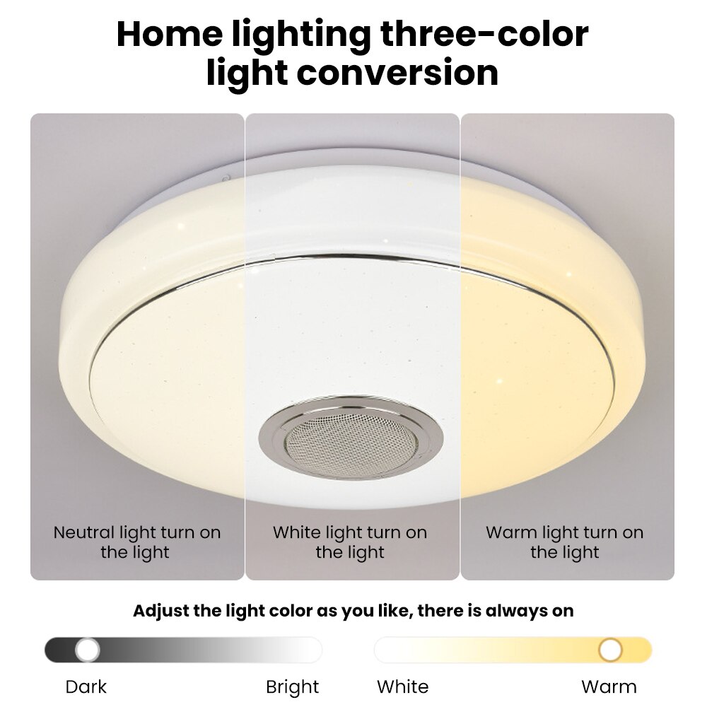SUNYIMA Bluetooth musique Led lustre de plafond avec haut-parleur de basse 36W 72W télécommande colorée lumière de LED à changement de couleur