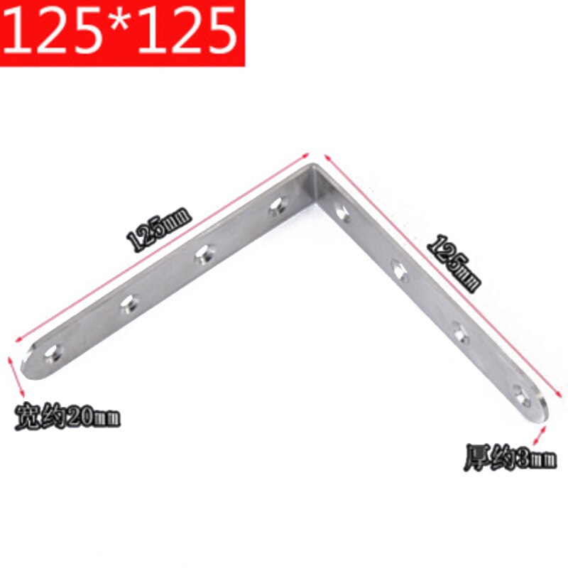 10Ppcs/Set Rvs Hoek Hoek Beugels Fasteners Protector Maat Hoek Stand Ondersteunende Meubels Hardware Tool: 125mm