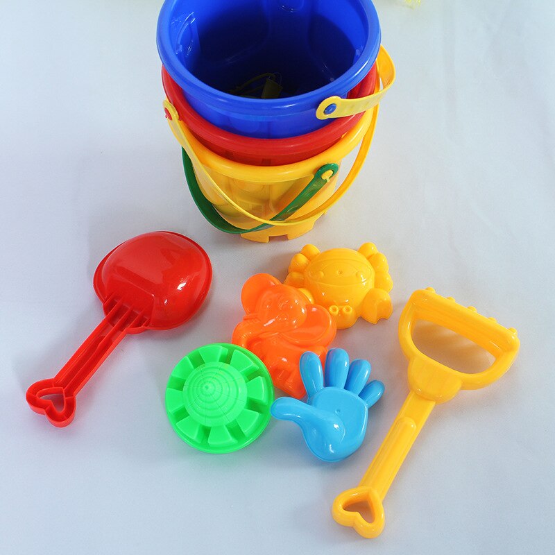 Juguetes de playa grandes para niños, Cubo de Playa Grande, juego de 7 piezas con pala, rastrillo, juguetes de playa de plástico, suministros de juego para padres e hijos