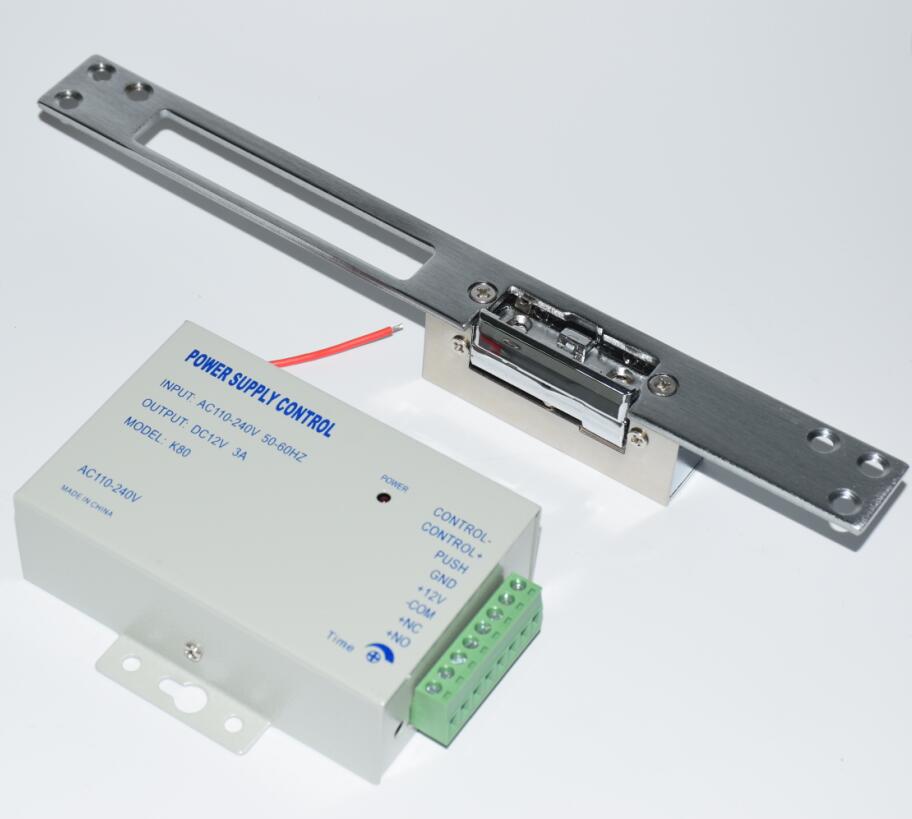 with power supply adapter Long Narrow Plate Door Gate Lock Electric Strike Fail safe/Fail secure adjustable for access control